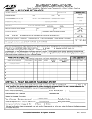 Oklahoma Supplemental Application