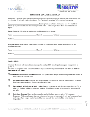 Tennessee Advance Care Plan