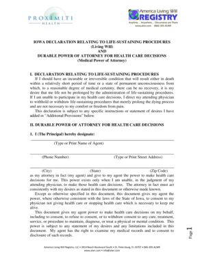Iowa Living Will and Medical Power of Attorney