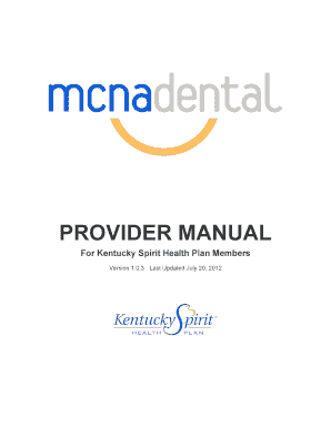 MCNA (Dental) Manual - Kentucky Spirit Health Kentucky Spirit Health