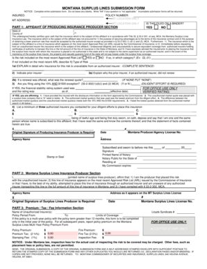 Montana Surplus Lines Submission Form