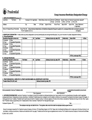 Group Insurance Beneficiary Designation Form