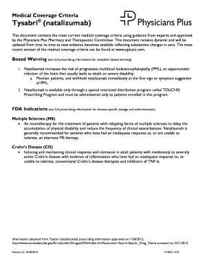 Medical Coverage Criteria for Tysabri