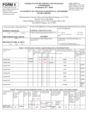 Form 4 Statement of Changes in Beneficial Ownership