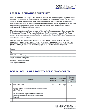 due diligence checklist pdf