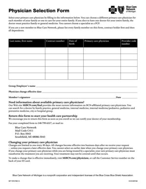 Physician Selection Form