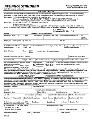 Weekly Disability Benefits Claim Form