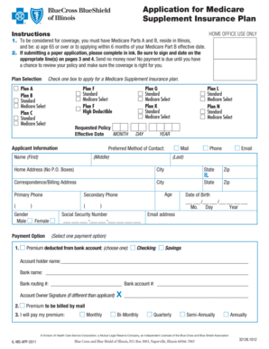 Illinois Medicare Supplement Insurance Application