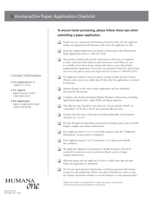 HumanaOne Paper Application Checklist