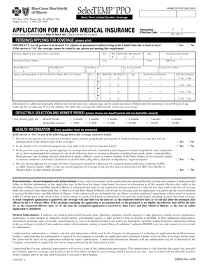 SelecTEMP PPO Major Medical Insurance Application