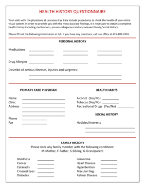 Health History Questionnaire
