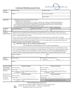 Continual Reimbursement Form