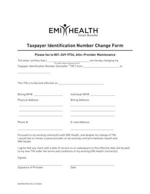 Taxpayer Identification Number Change Form