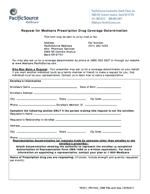 Medicare Prescription Drug Coverage Determination Form