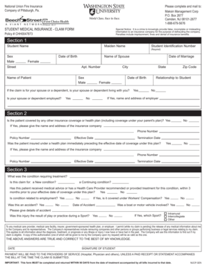 Student Medical Insurance Claim Form