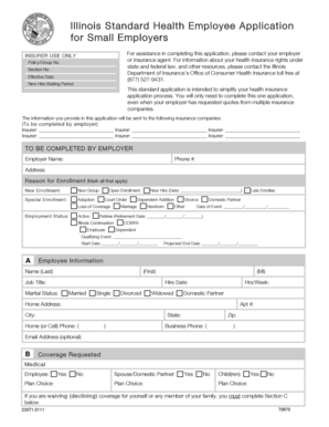 Illinois Standard Health Application for Small Employers