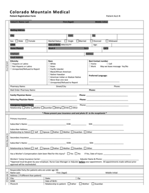 Colorado Mountain Medical Patient Registration Form
