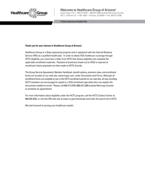 Healthcare Group of Arizona HCTC Enrollment Form