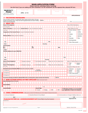 Prudential ICICI Mutual Fund Application Form