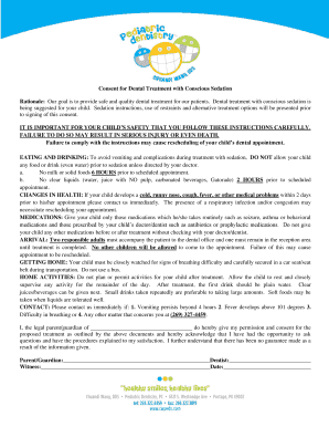 Consent for Dental Treatment with Conscious Sedation