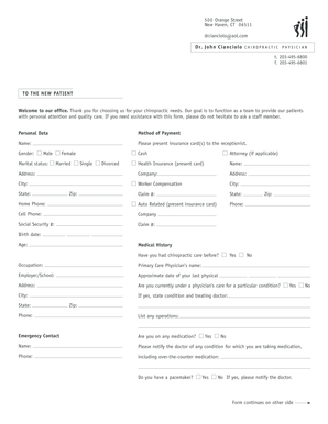 New Patient Registration Form