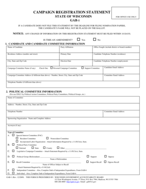 Wisconsin Campaign Registration Statement