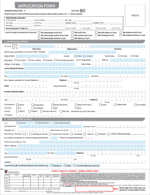 SBI Credit Card Application and Family Health Floater Enrollment Form