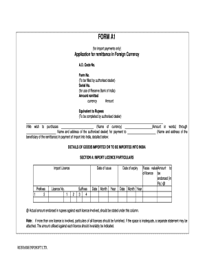 Form A1 for Import Payments