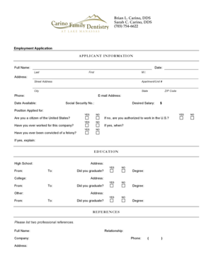 Employment Application Form