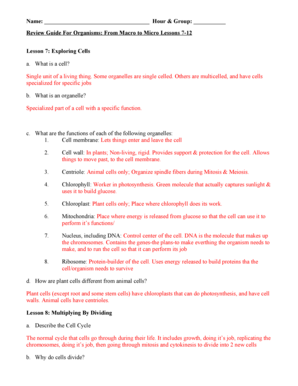 Review Guide Organisms Macro to Micro