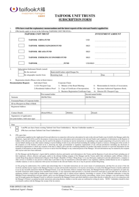 Taifook Unit Trusts Subscription Form