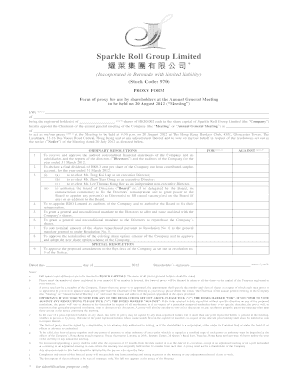 Sparkle Roll Group Proxy Form