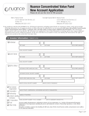 Nuance Funds New Account Application