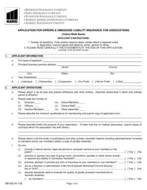 Errors & Omissions Liability Insurance Application