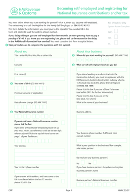 UK Self-Employment Registration Form