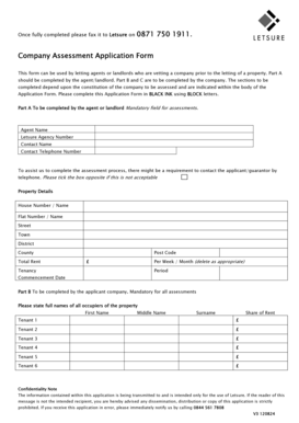 Company Assessment Application Form