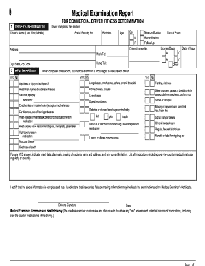 Commercial Driver Medical Examination Report