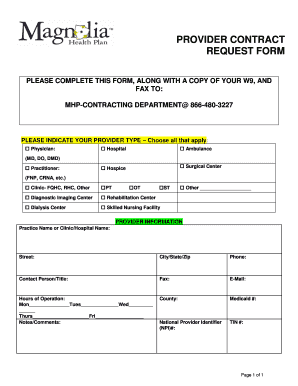 Provider Contract Request Form