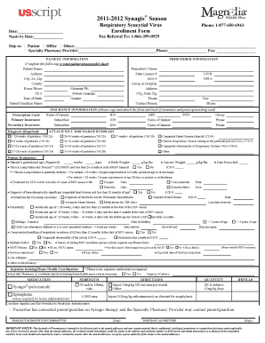 2011-2012 Synagis Enrollment Form