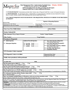 Pain Management Prior Authorization Form