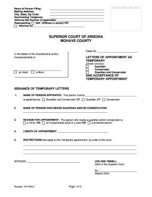 Letters Of Appointment as Temporary Guardian And/Or Conservator ...
