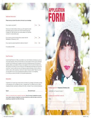 UK Temporary Christmas Job Application Form