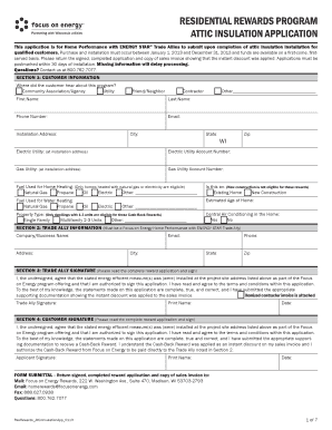 Wisconsin Attic Insulation Reward Application