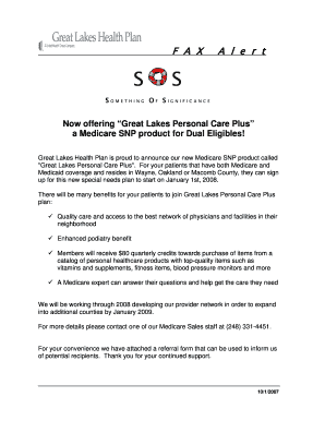 Great Lakes Personal Care Plus Referral Form