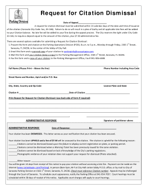 Request for Citation Dismissal