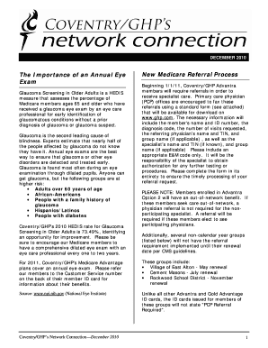 Medicare Glaucoma Screening Referral Form