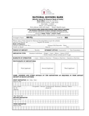 NHB Sunidhi Term Deposit Application Form
