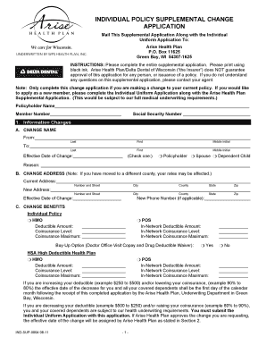 Arise Health Plan Supplemental Application