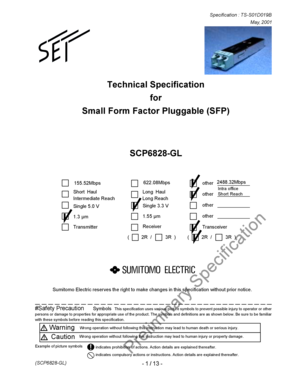 Fillable Online Specification : TS-S01D019B May, 2001 Technical Specification for Small Form ...