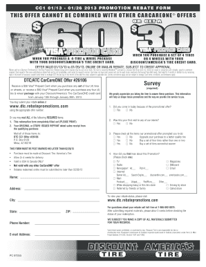 Discount Tire Promotion Rebate Form